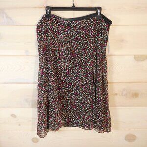 NWT Liz Claiborne Size 14 W Midi A-line Skirt Side Zip Dot Speckle Pattern